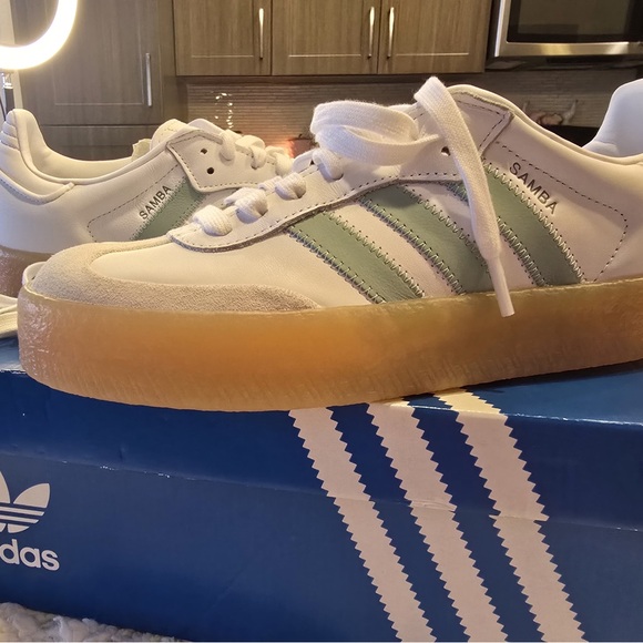 adidas Shoes - adidas Samba White and Green Athletic Shoes